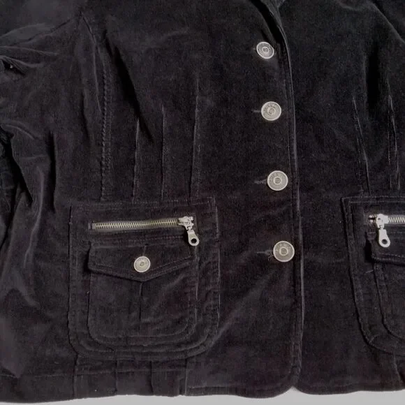 Vintage Gitano Corduroy Blazer Jacket Black Y2K Gilmore Girls Women's Plus 26W - Picture 5 of 15